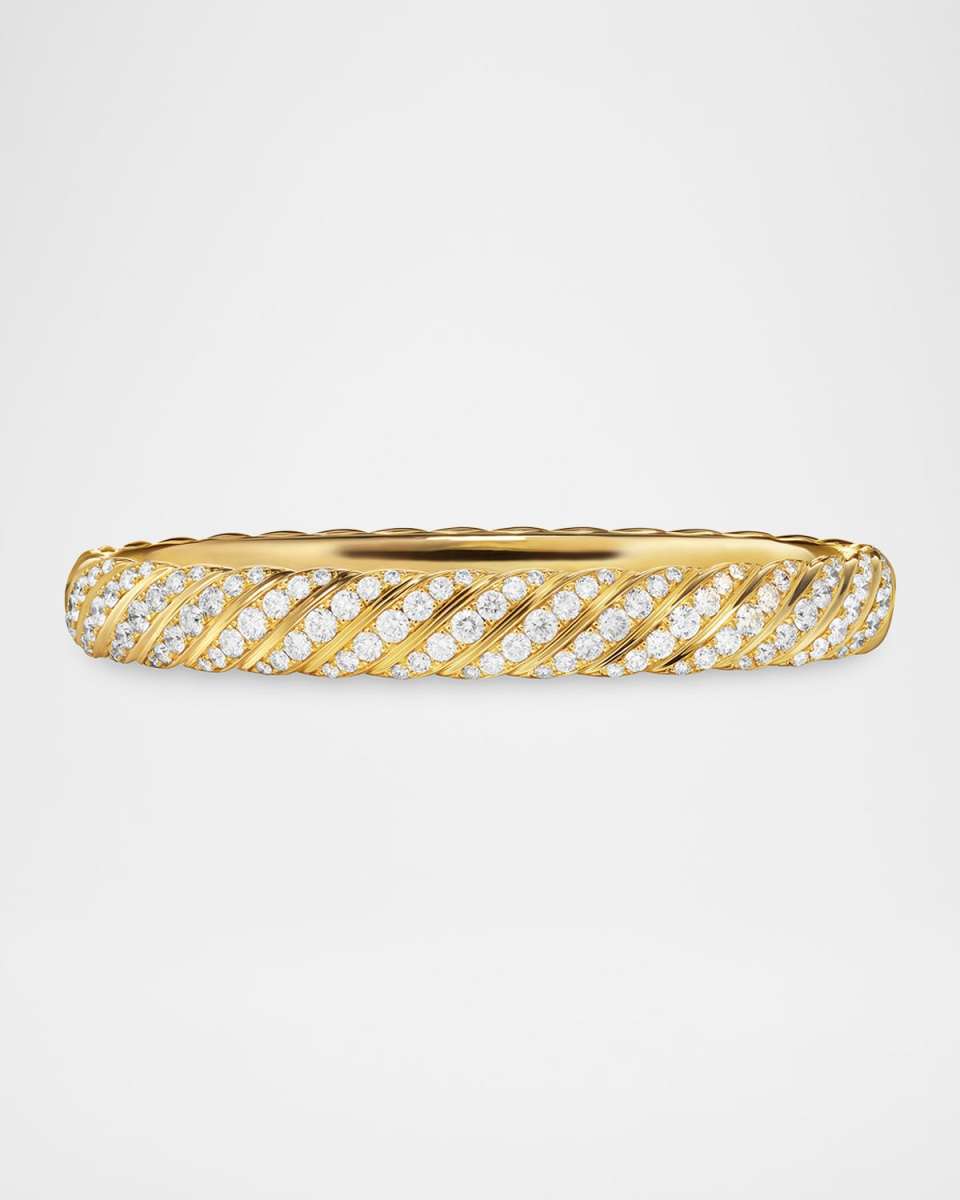 Sculpted Cable Bracelet with Diamonds in 18K Gold, 8